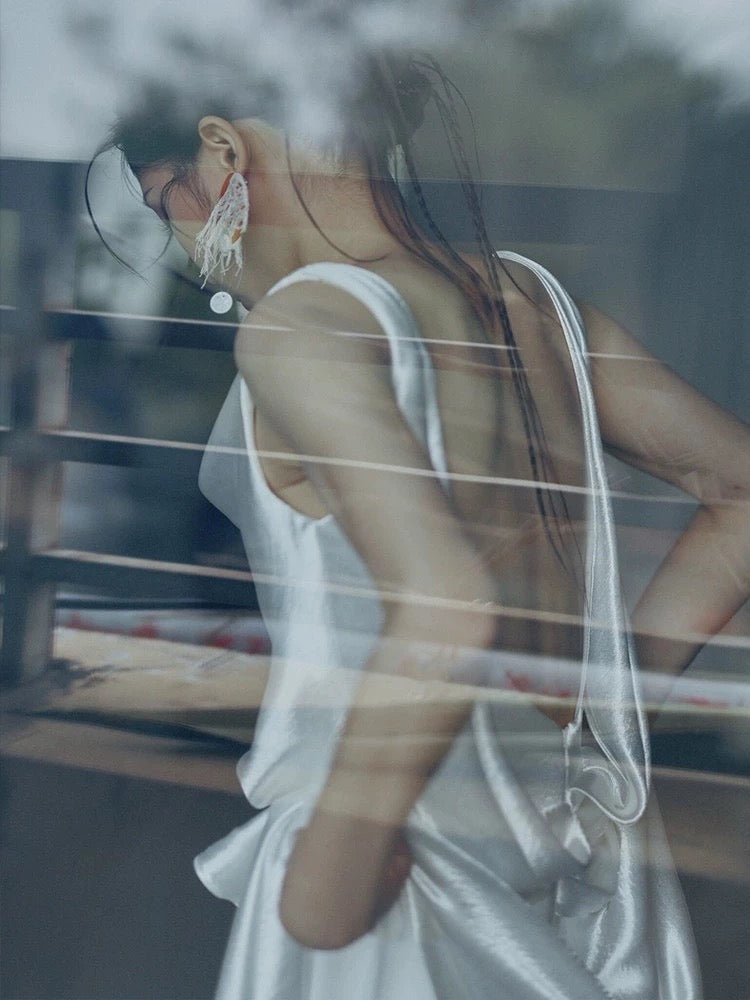 Timeless A line Straps White Satin Long Wedding Dresses Bridal Dress SD2143