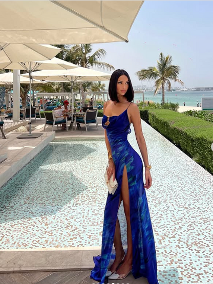 Pretty Mermaid Spaghetti Straps Royal Blue Long Prom Dress Evening Dress Formal Dress SD2150