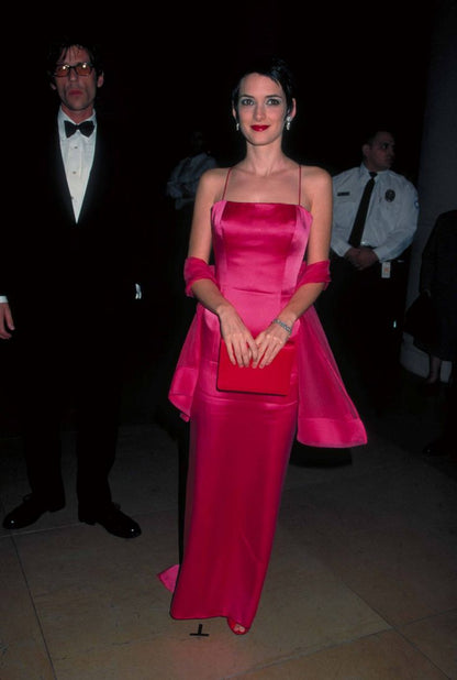 Gorgeous A Line Spaghetti Straps Hot Pink Long Prom Dress Evening Dress Formal Dress SD2201