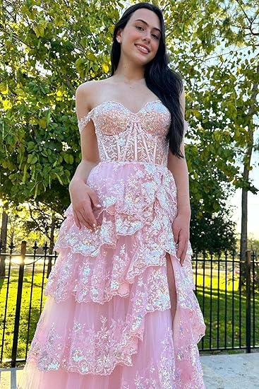 Pretty A-Line Straps Blush Pink Lace Long Prom Dresses Formal Evening Dress SD2203