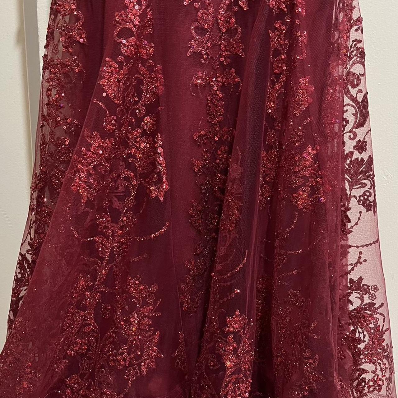 Pretty Mermaid Spaghetti Straps Burgundy Lace Prom Dresses Long Party Dress SD2287