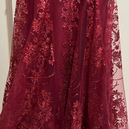 Pretty Mermaid Spaghetti Straps Burgundy Lace Prom Dresses Long Party Dress SD2287