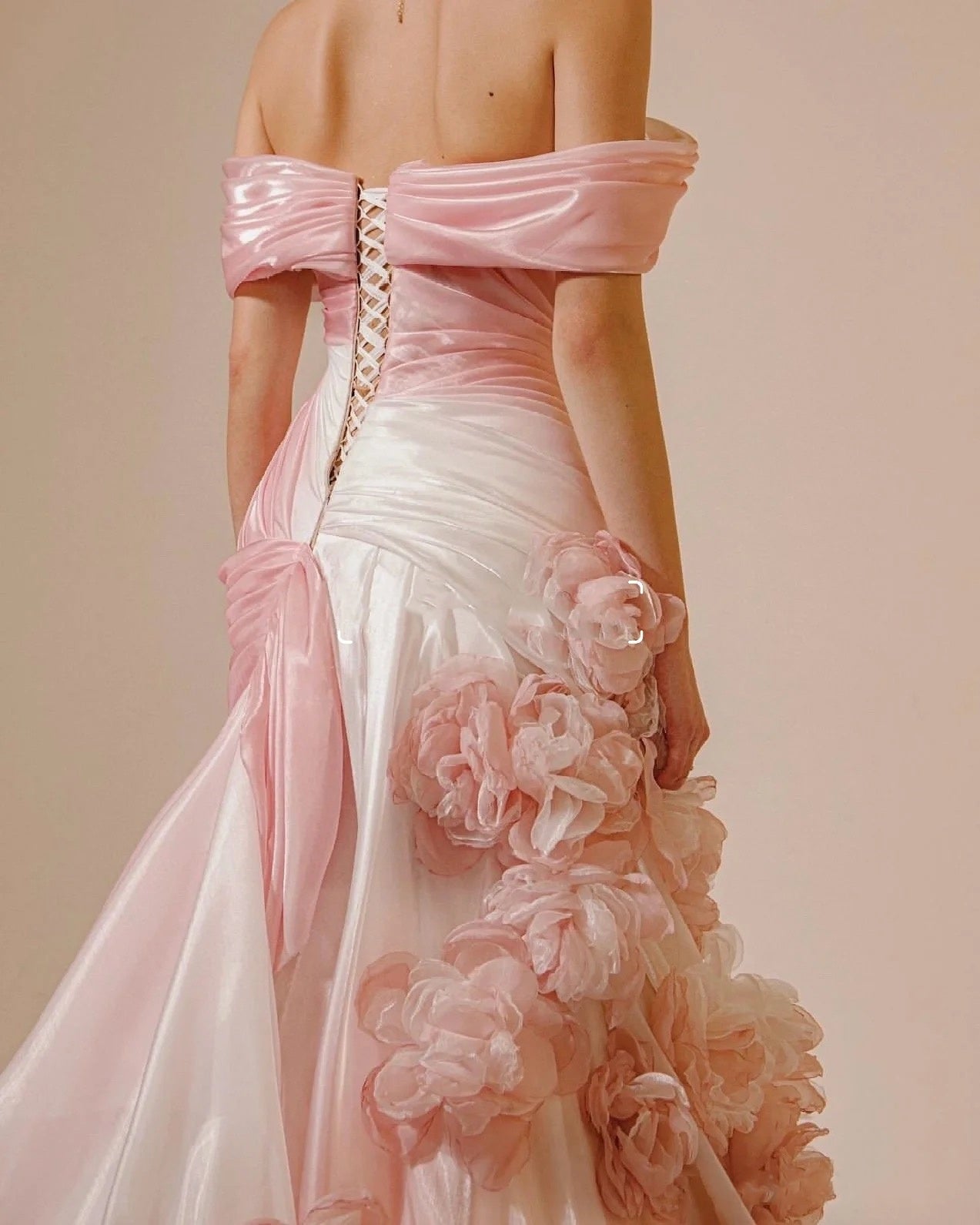 Sexy Mermaid Strapless Pink Long Floral Prom Dresses Party Dress SD2318