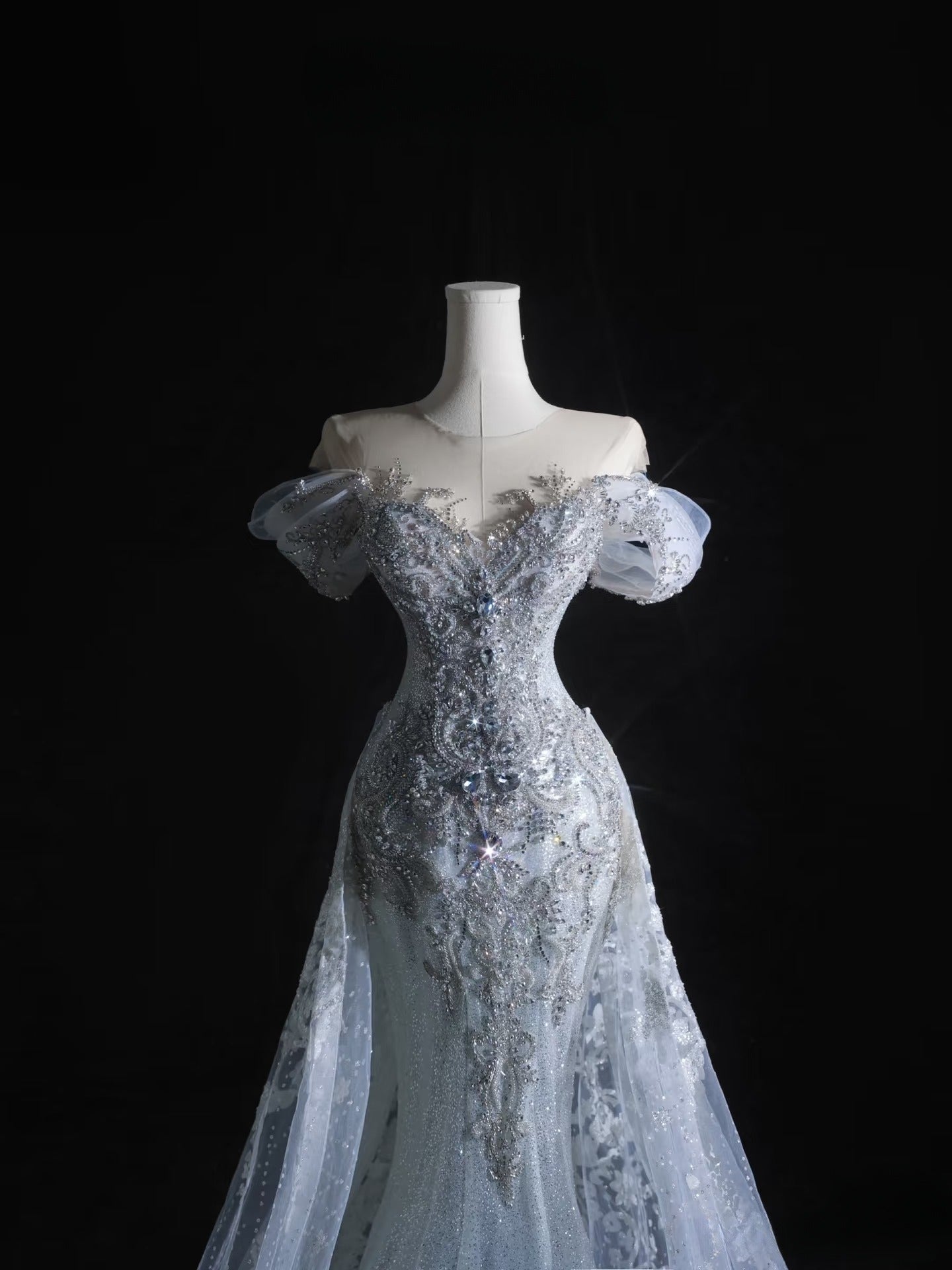 Pretty Mermaid Off The Shoulder Beads Long Prom Dresses Formal Evening Dress SD2333