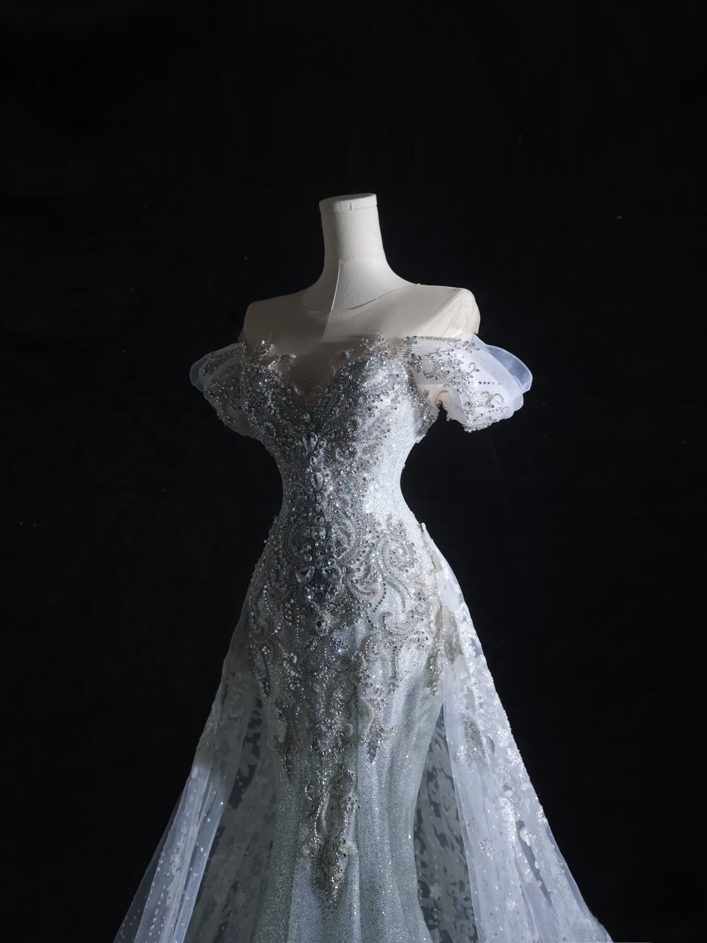 Pretty Mermaid Off The Shoulder Beads Long Prom Dresses Formal Evening Dress SD2333