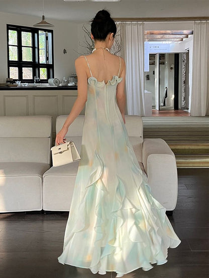 Beautiful Mermaid Spaghetti Straps Green Long Party Dresses Prom Dress SD2403