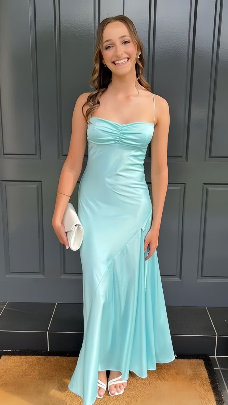 Simple Light Blue Bodycon Evening Party Dress Prom Dresses SD2463
