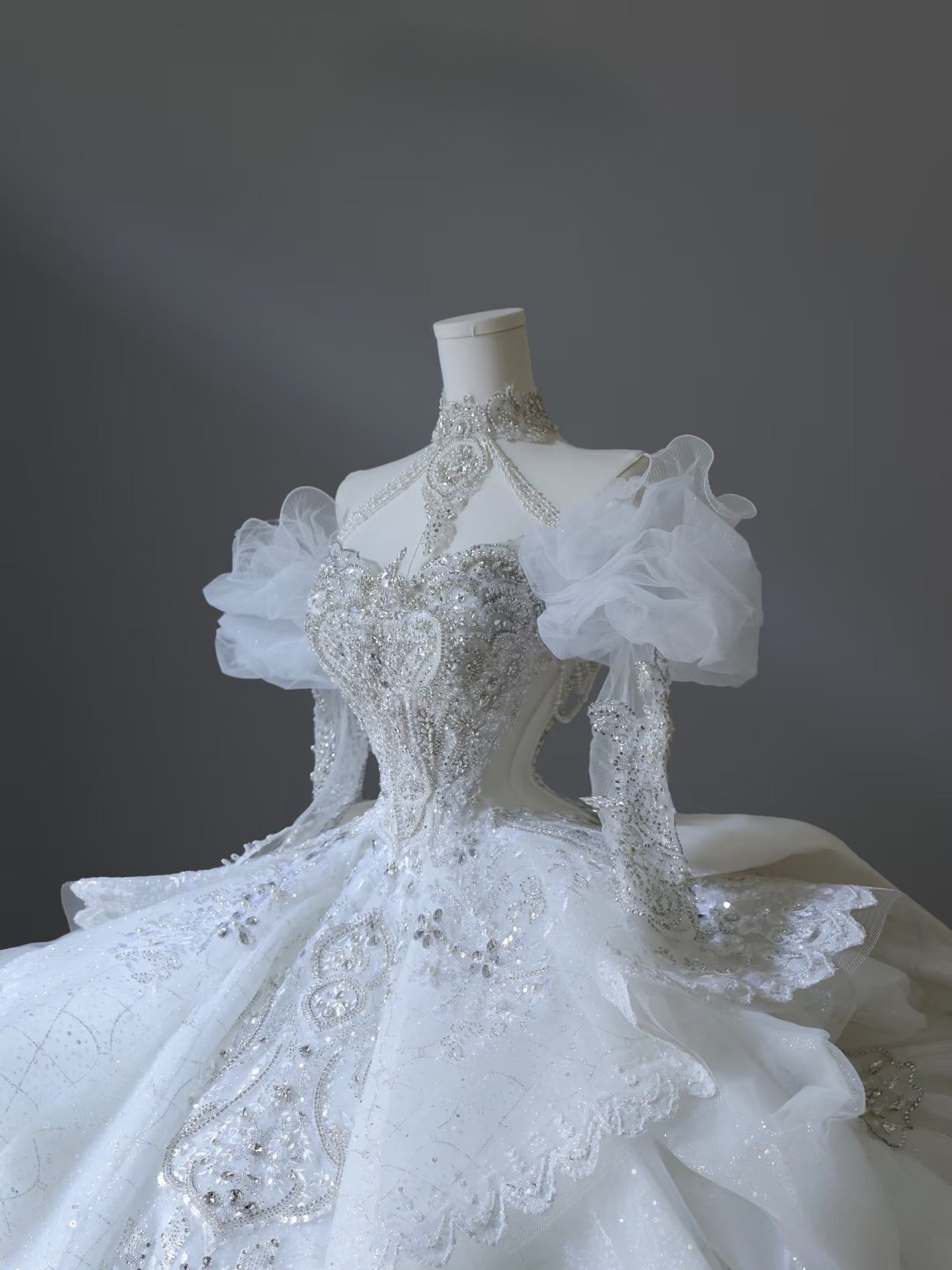 Timeless Ball Gown Off The Shoulder White Lace Long Sleeves Wedding Dresses Bridal Dress SD2471