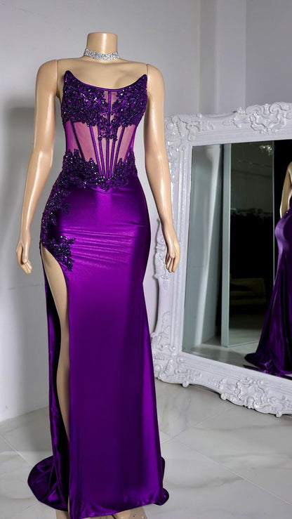 Sexy Mermaid Strapless Grape Prom Dress Long Birthday Dress Birthday Outfits Graduation Dresses D2665