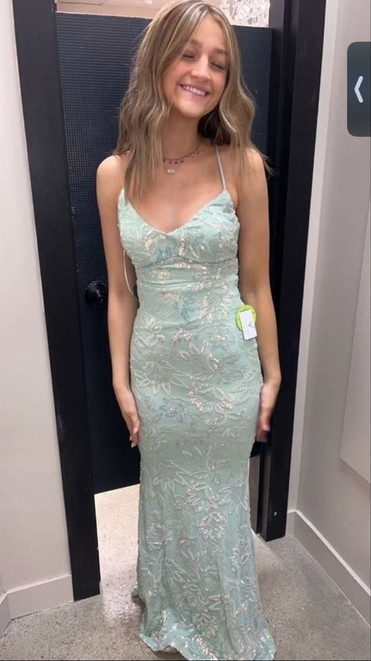 Gorgeous Mermaid Halter Mint Green Lace 23rd Birthday Dress Prom Dress Birthday Outfits For Women D2670