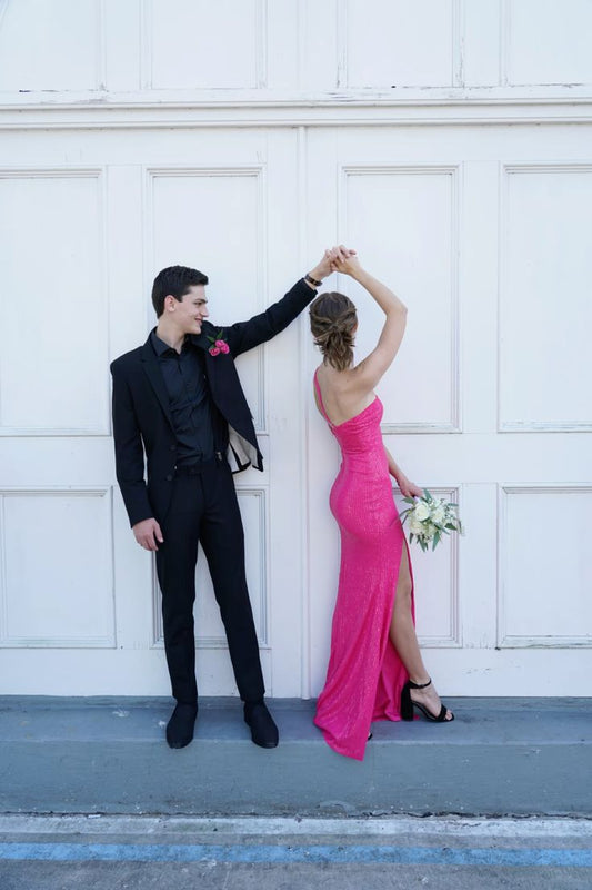 Sexy Sheath Spaghetti Straps Pink Sequin Long 18th Birthday Dress Birthday Outfits Graduation Dresses D2689