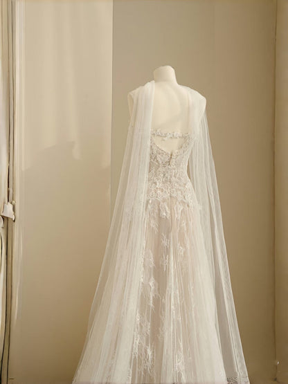 Simple Bridal Gown A line Sweetheart White Lace Floor Length Wedding Dresses Minimalist Bridal Gowns D2735