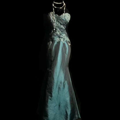 Retro Mermaid Sweetheart Taffeta Long Evening Dress Prom Dresses SD2755