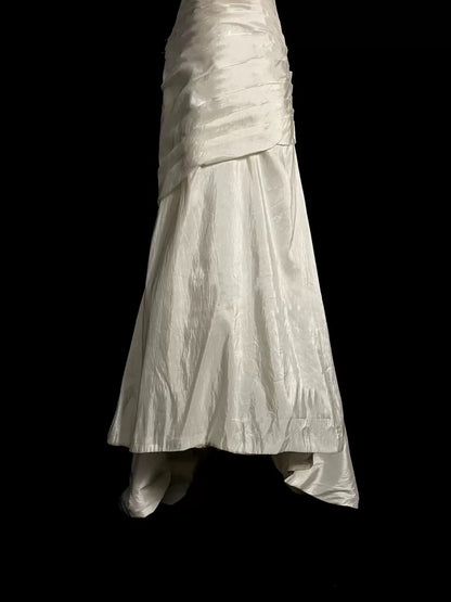 Chic Mermaid Sweetheart Taffeta Ivory Long Wedding Dress Bridal Dresses SD2760