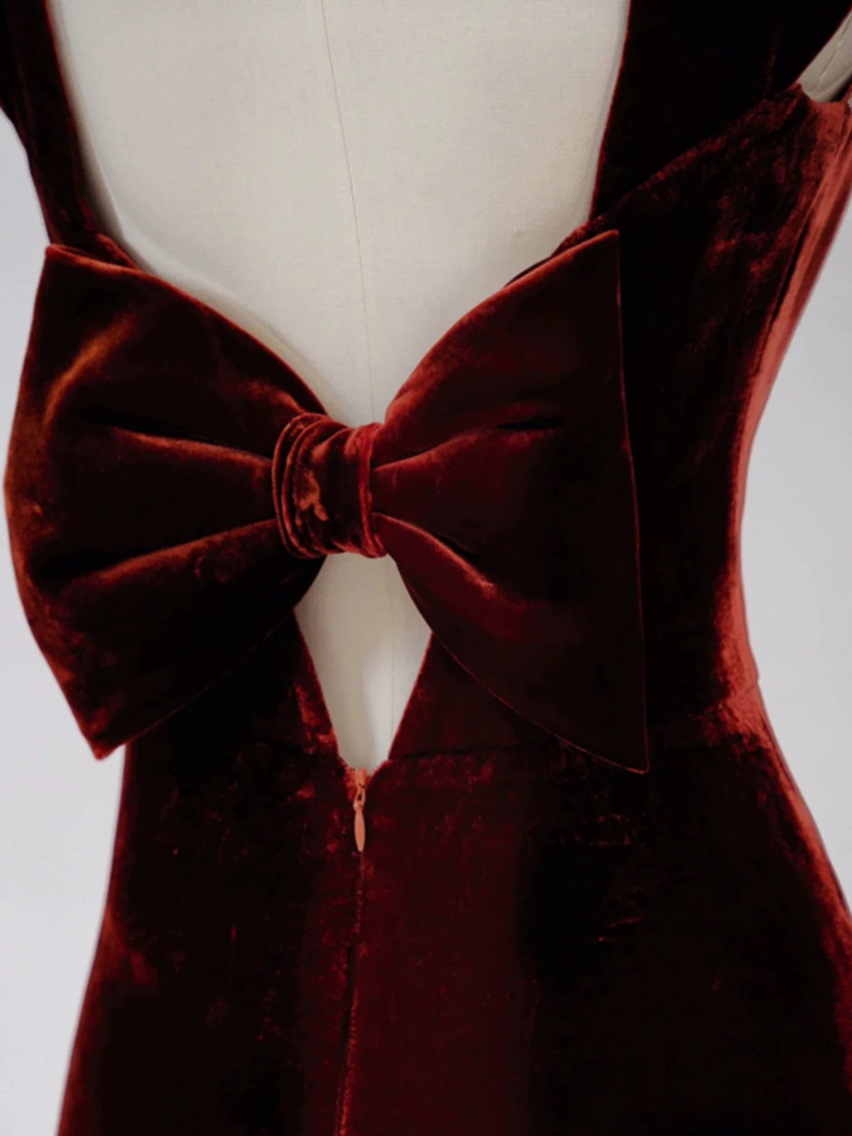 Pretty Mermaid Burgundy Velvet Slit Evening Dress Prom Dresses SD2771