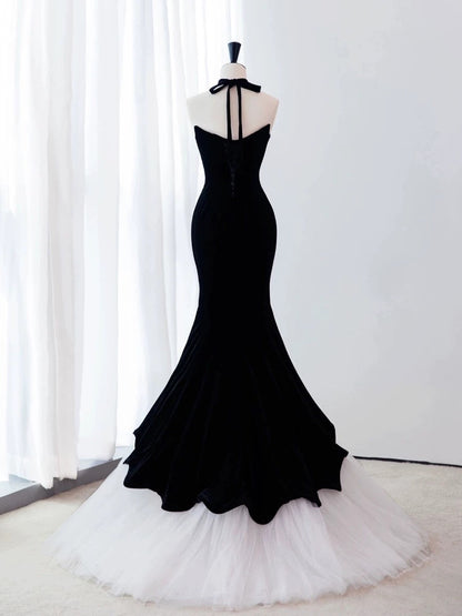 Pretty Mermaid Sweetheart Neckline Black Tulle Long Evening Dress Prom Dresses SD2779