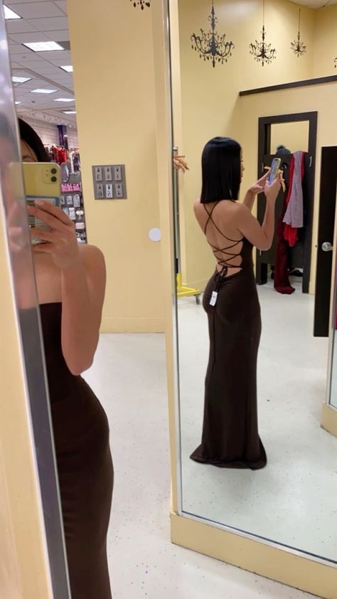 Pretty Mermaid Brown Long Backless Evening Dress Prom Dresses SD2784