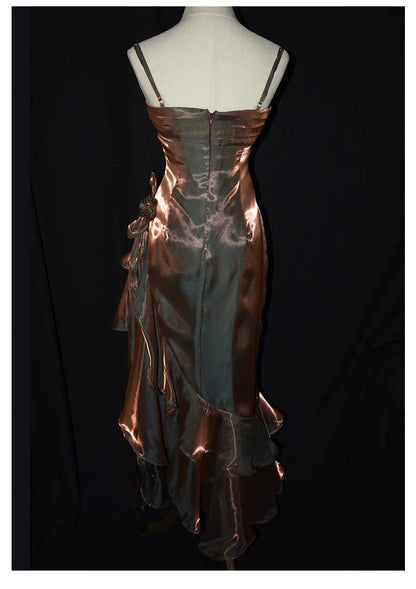 Retro Mermaid Spaghetti Straps High Low Party Dress Prom Dresses SD2820