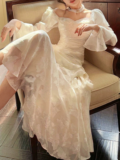 Sexy Mermaid Sweetheart Neckline White Lace Ruffles Long Evening Dress Prom Dresses SD2823