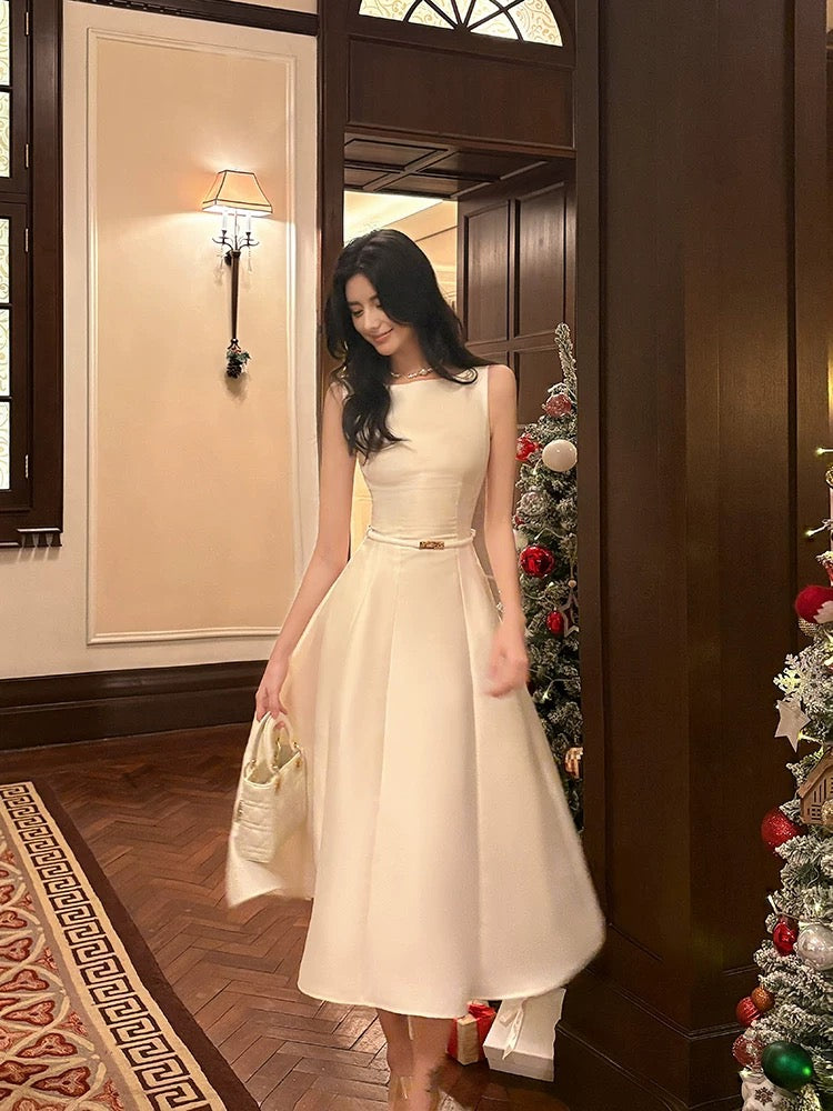 Pretty A Line Scoop Neckline White Ankle Length Evening Dress Prom Dresses SD2831