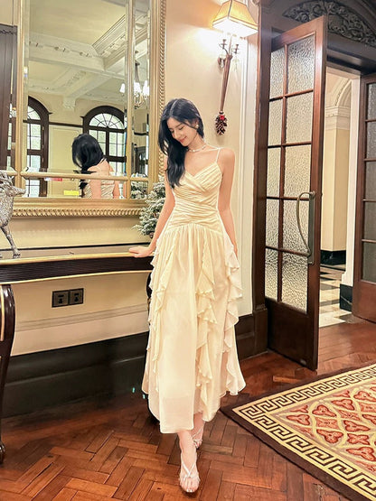 Pretty A Line Spaghetti Straps Chiffon Ankle Length Evening Dress Prom Dresses SD2832