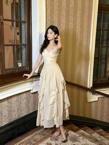 Pretty A Line Spaghetti Straps Chiffon Ankle Length Evening Dress Prom Dresses SD2832