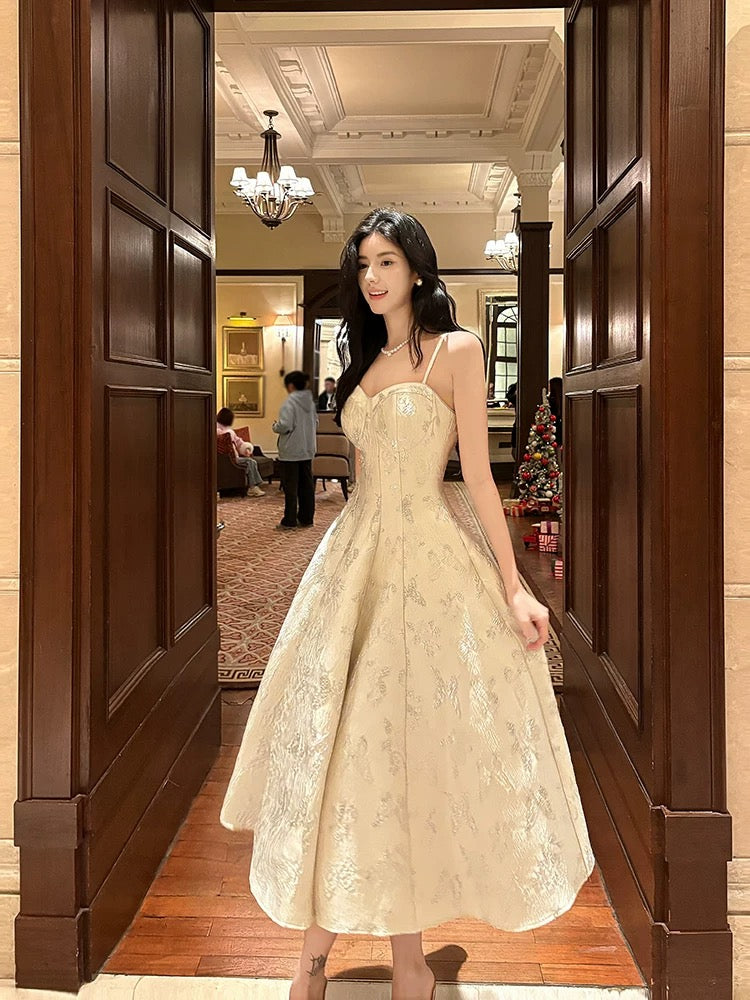 Sexy A Line Spaghetti Straps Neckline Satin Evening Dress Lace Prom Dresses SD2839