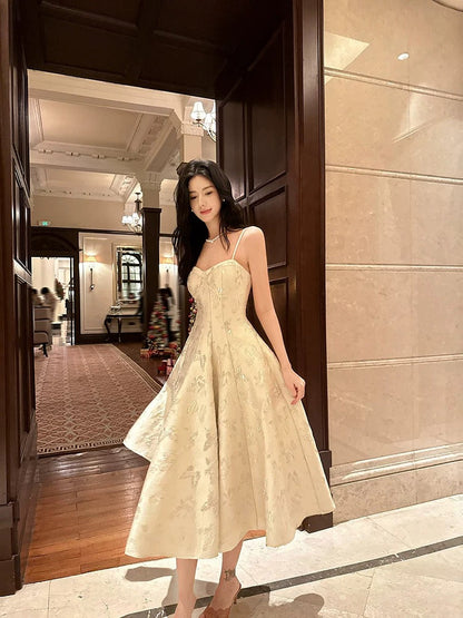 Sexy A Line Spaghetti Straps Neckline Satin Evening Dress Lace Prom Dresses SD2839