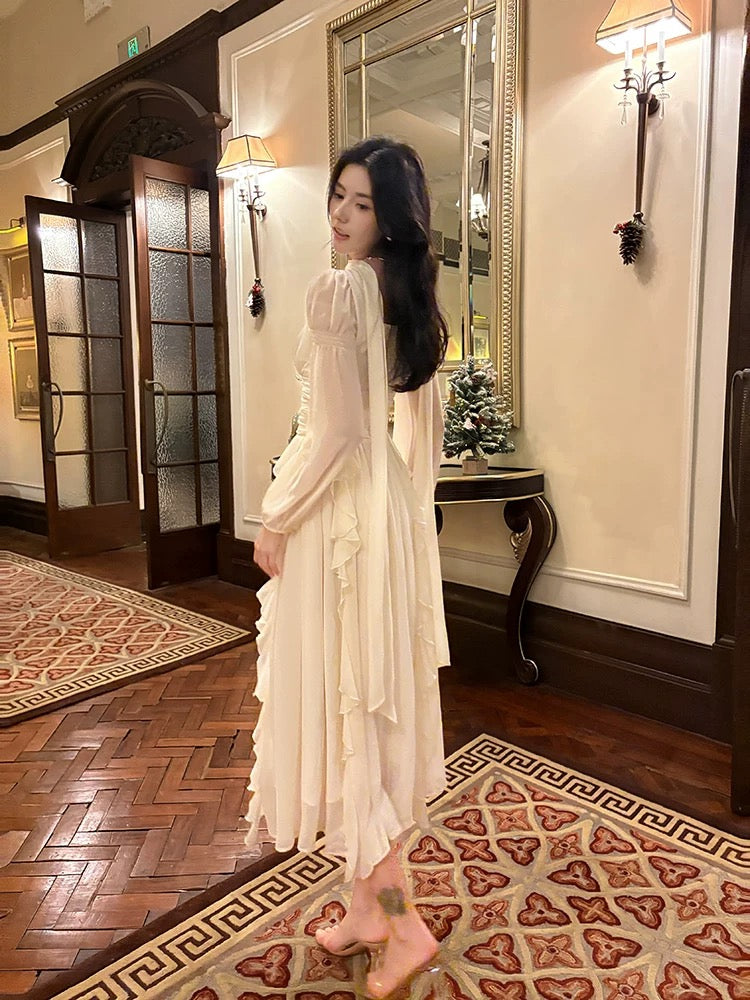 Pretty A line High Neckline Chiffon Ankle Length Evening Dress Prom Dresses SD2842