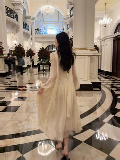 Pretty A line High Neckline Chiffon Ankle Length Evening Dress Prom Dresses SD2842