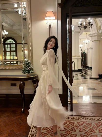 Pretty A line High Neckline Chiffon Ankle Length Evening Dress Prom Dresses SD2842