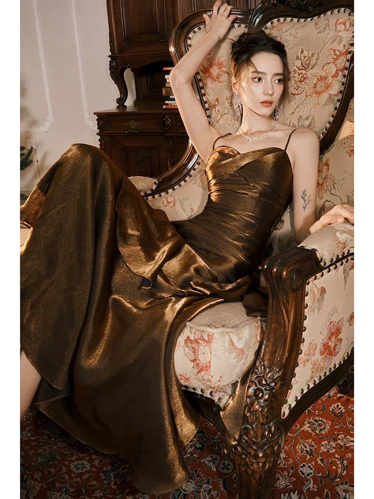 Retro Mermaid Spaghetti Straps Long Length Evening Dress Prom Dresses SD2856