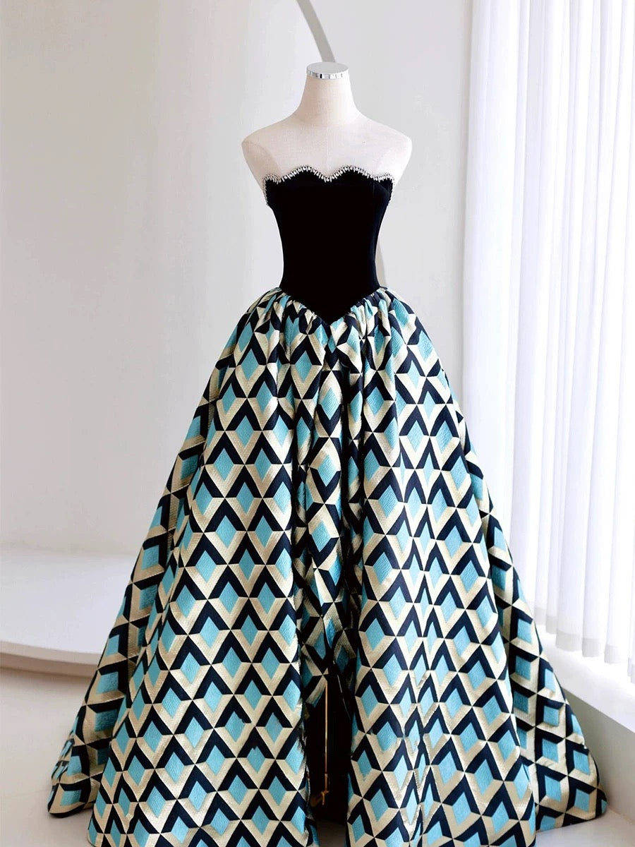 Classy Ball Gown Strapless Satin Black Evening Dress Long Prom Dresses H2862