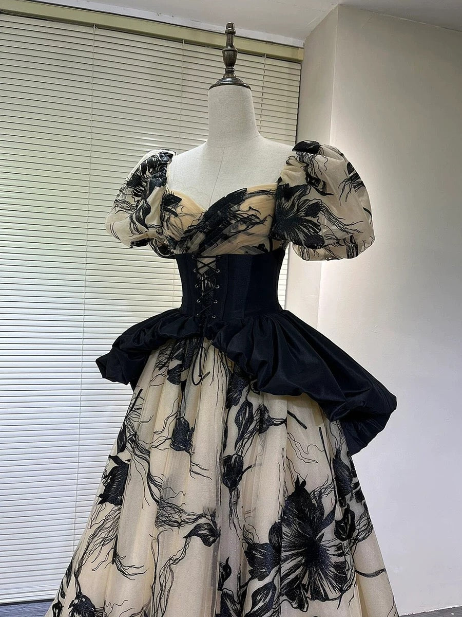 Sexy Ball Gown Off The Shoulder Champagne Elegant Tulle Long Prom Dresses H2867