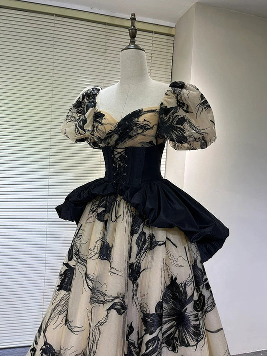 Sexy Ball Gown Off The Shoulder Champagne Elegant Tulle Long Prom Dresses H2867