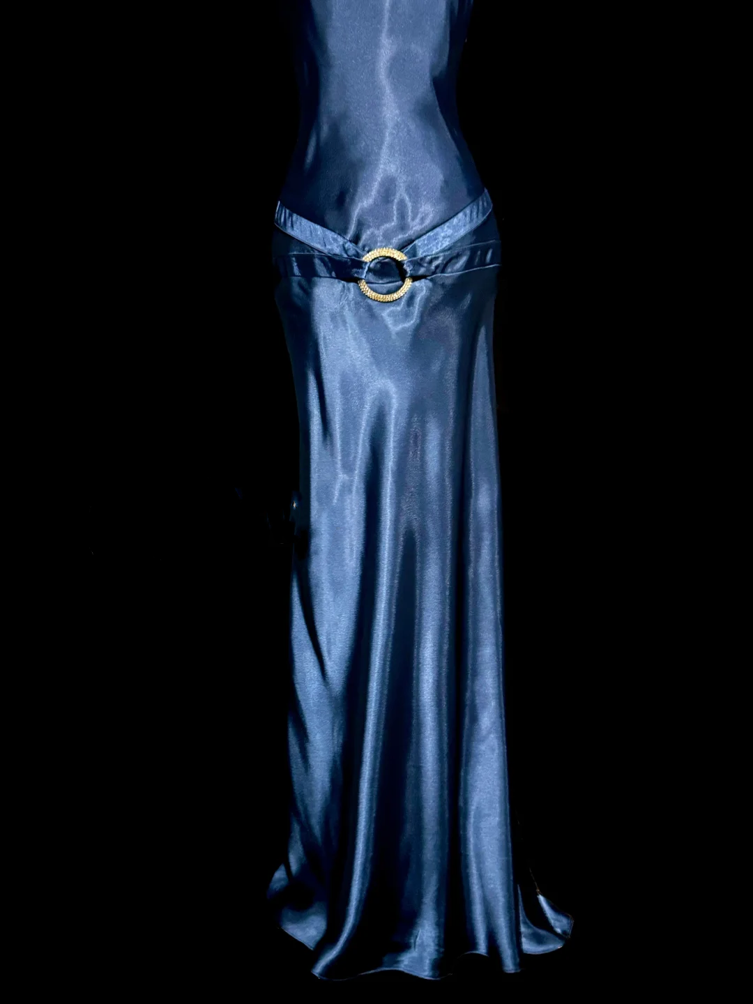 Vintage Mermaid Halter Neck Blue Satin Backless Prom Gown Fairy Prom Dresses SD2905