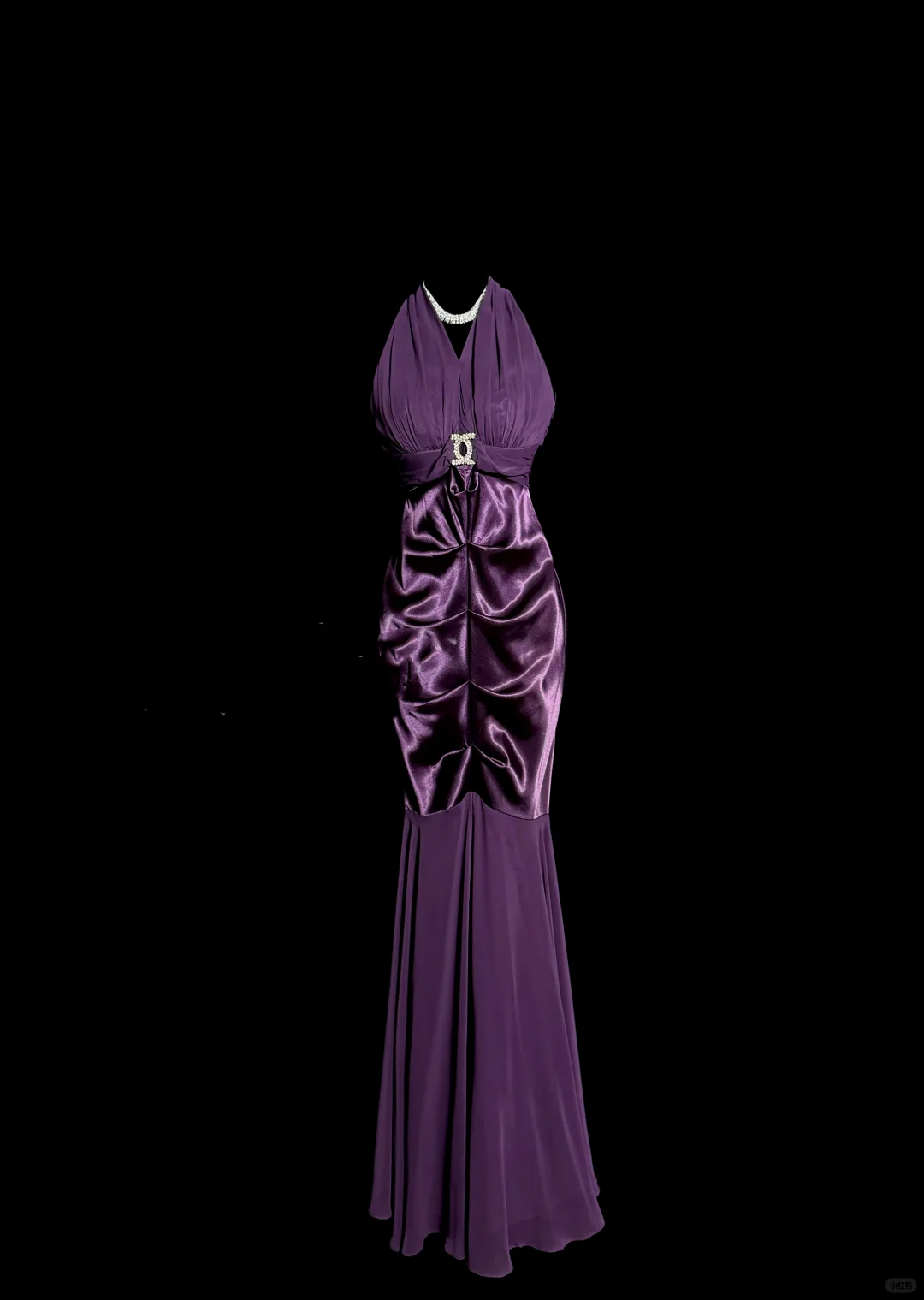 Retro Mermaid V Neckline Chiffon Grape Evening Dress Prom Dresses SD2909