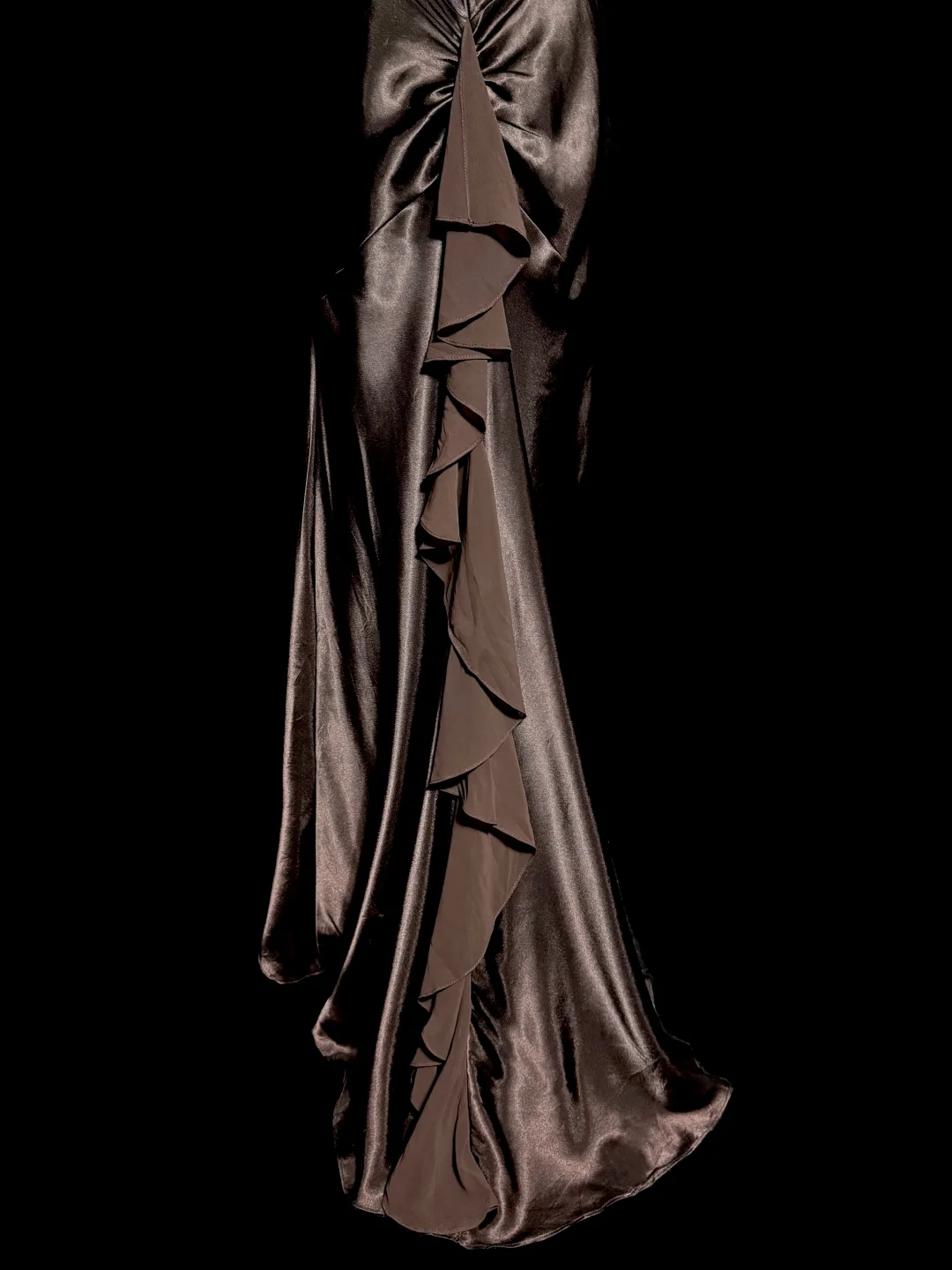 Retro Mermaid V Neckline Chiffon Brown Evening Dress Prom Dresses SD2914