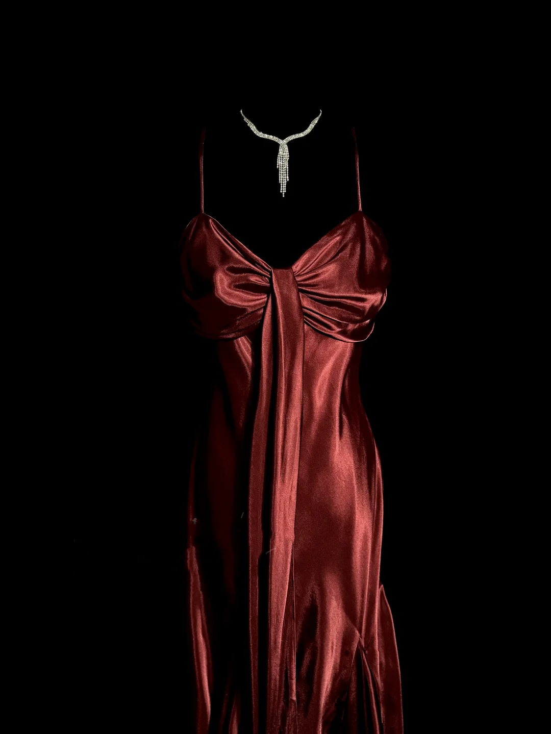 Vintage Mermaid Spaghetti Straps Satin Burgundy Prom Gown Fairy Prom Dresses SD2923