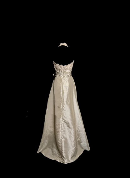 Vintage A line V Neckline Champagne Lace Prom Gown Fairy Prom Dresses SD2924