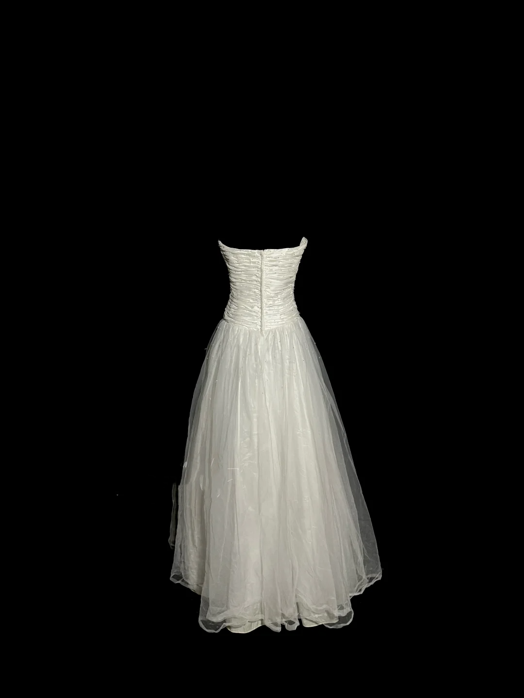 Vintage Ball Gown Strapless Tulle White Prom Gown Fairy Prom Dresses SD2932