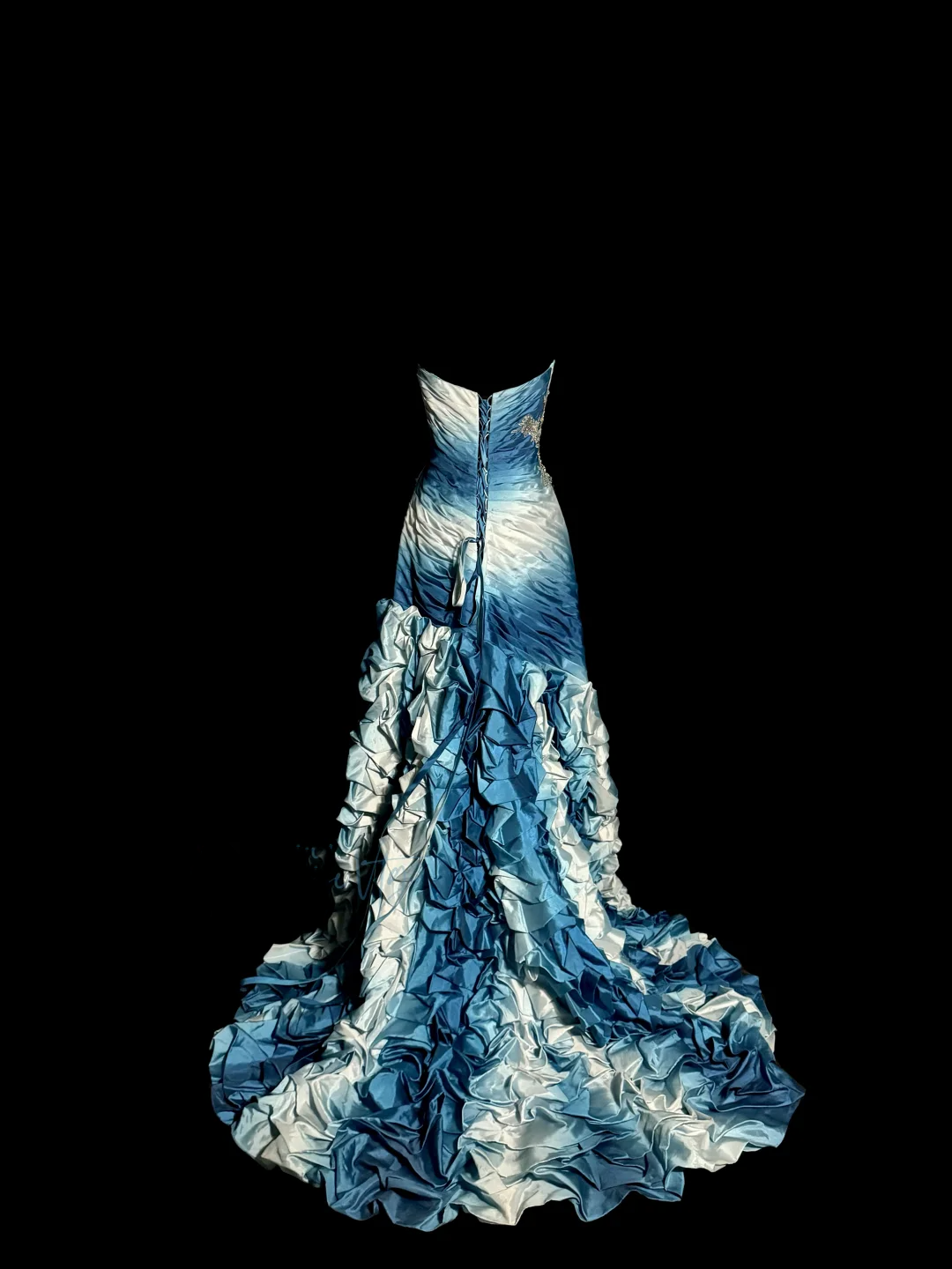 Vintage Mermaid Sweetheart Sleeveless Long Blue Prom Gown Fairy Prom Dresses SD2934