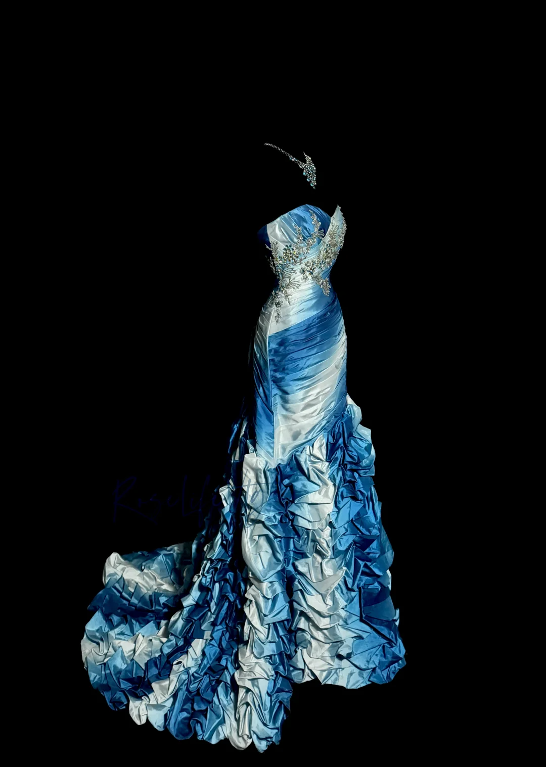 Vintage Mermaid Sweetheart Sleeveless Long Blue Prom Gown Fairy Prom Dresses SD2934