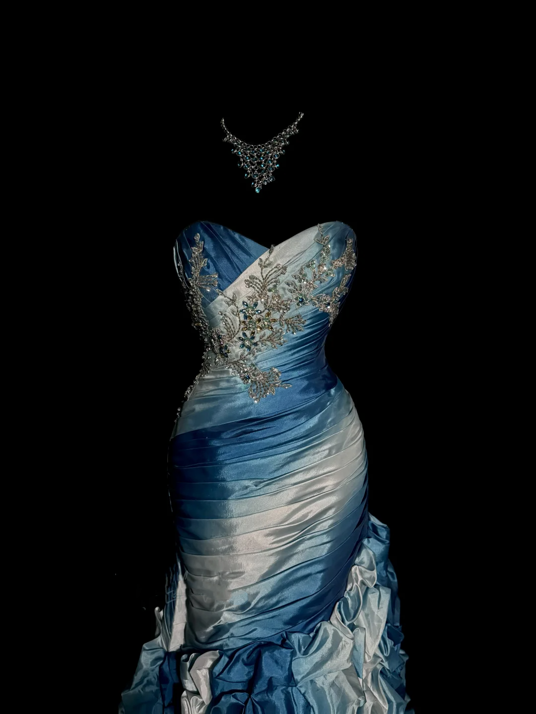 Vintage Mermaid Sweetheart Sleeveless Long Blue Prom Gown Fairy Prom Dresses SD2934