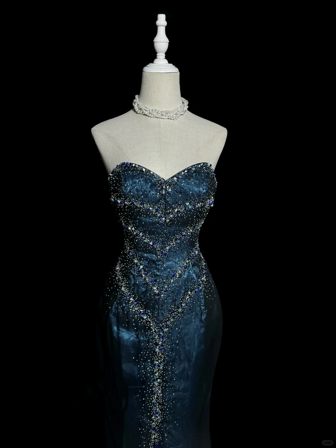 Vintage Mermaid Sweetheart Sleeveless Long Blue Slit Prom Gown Fairy Prom Dresses SD2936