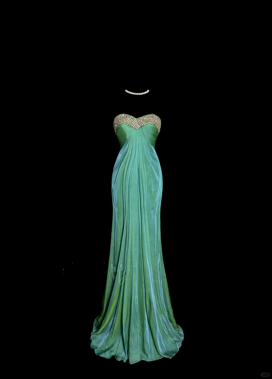 Vintage Mermaid Sweetheart Green Long Prom Gown Fairy Prom Dresses SD2944