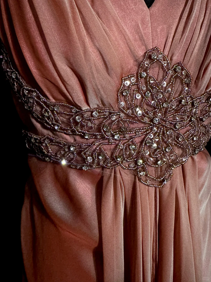 Vintage Mermaid V Neckline Pink Backless Long Prom Gown Fairy Prom Dresses SD2956