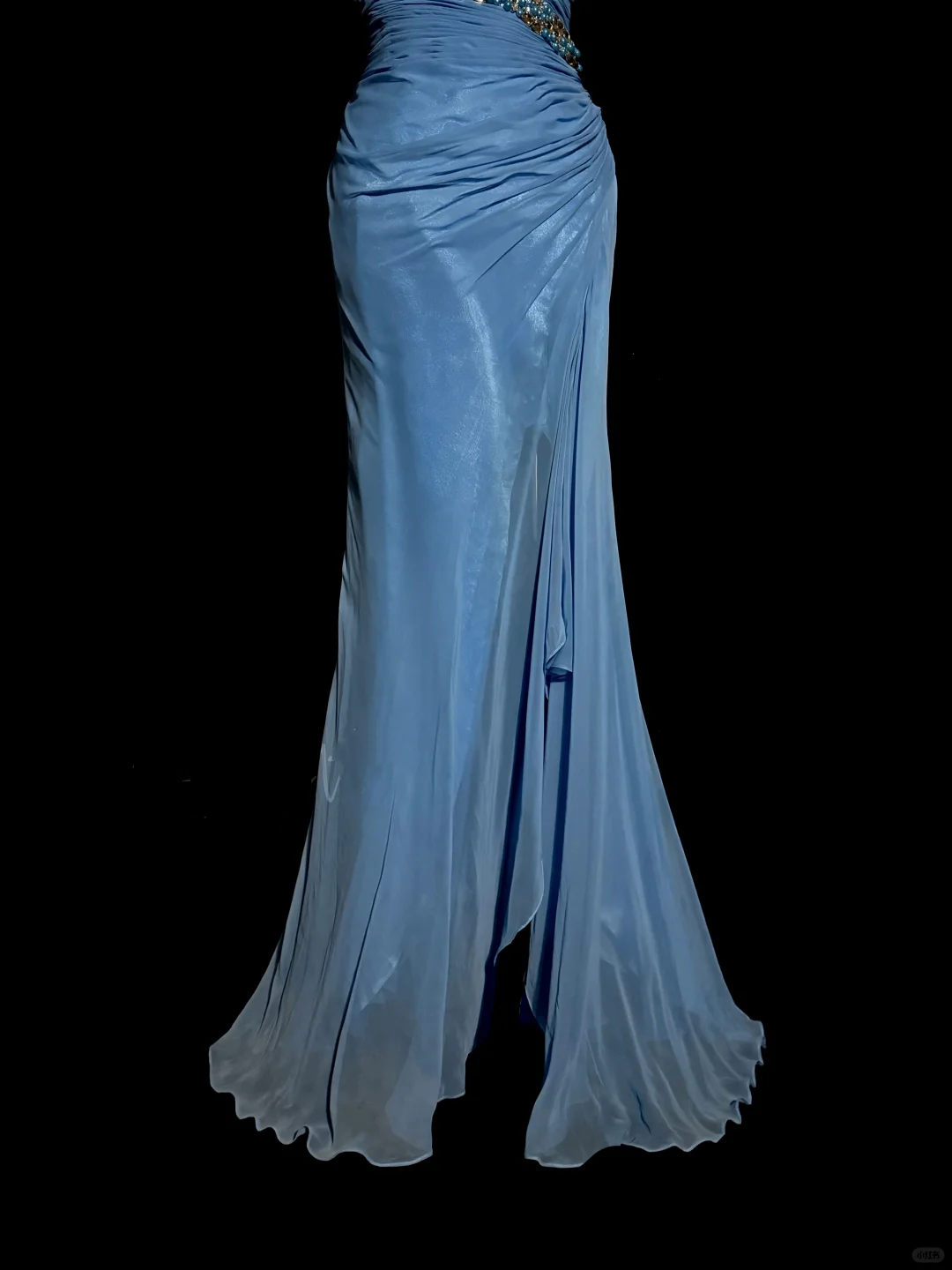 Vintage Mermaid Sweetheart Blue Chiffon Long Prom Gown Fairy Prom Dresses SD2957