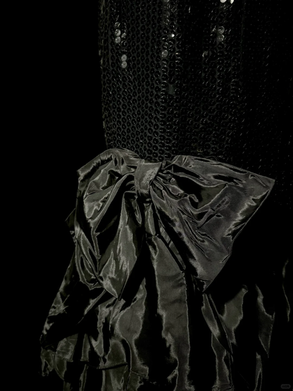 Vintage Mermaid Sweetheart Black Sequin Long Prom Gown Fairy Prom Dresses SD2961