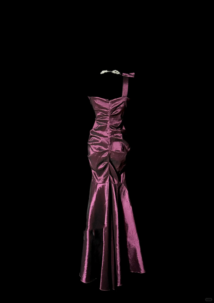 Vintage Mermaid One Shoulder Sleeveless Long Prom Gown Fairy Prom Dresses SD2962